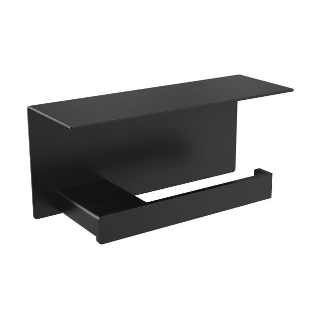 Toilet roll holder with shelf, right-oriented, black