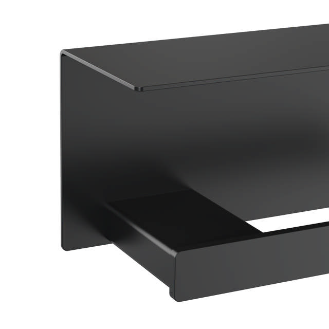 Toilet roll holder with shelf, right-oriented, black