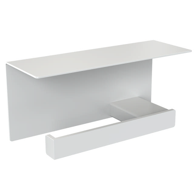 Toilet roll holder with a shelf, left-oriented, white